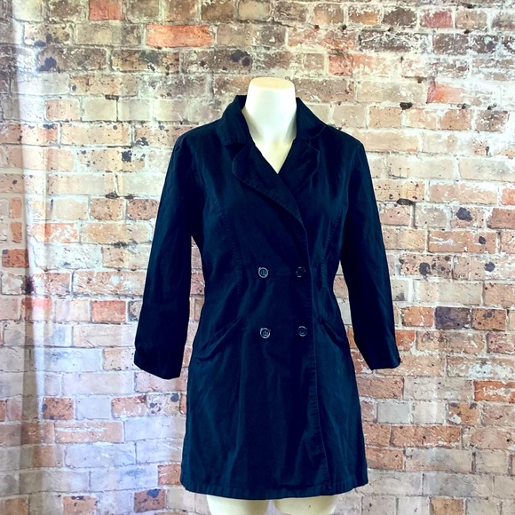 Miss LiLi Trench Coat Midi Black Sz Medium - Picture 1 of 14